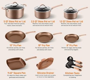 Nutrichef PTFE and PFOA FREE Cookware -20 Pieces set