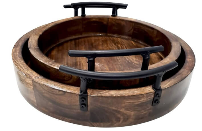 Unique Round Shape Wooden Serving Tray