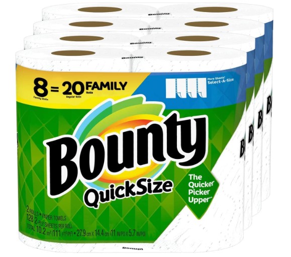 4 Packs of 2 Family Rolls = 8 Family Rolls Bounty quick size paper towels