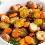 potatoes and carrots in oven