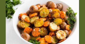 potatoes and carrots in oven